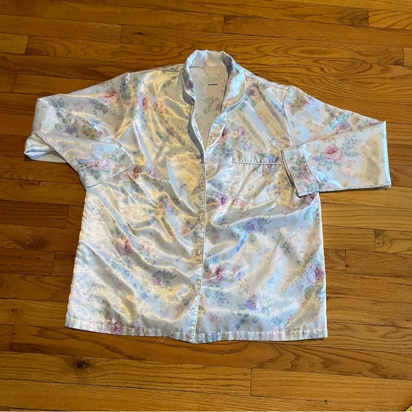 Aria womens pajama set size medium 12 14 white floral flannel lining button - Picture 4 of 14